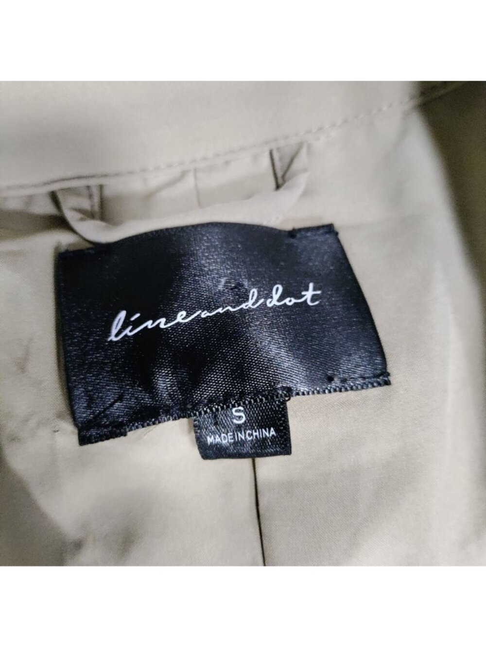 Line and Dot Beige Double Breasted Lux Belted Long Trench Coat Women's Size S-M - Picture 7 of 16